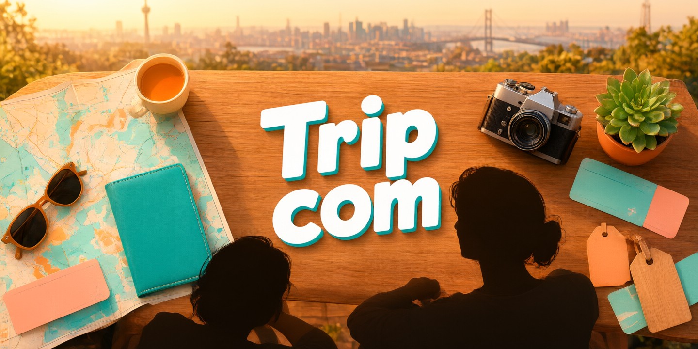 Trip.com Limited-Time Travel Offers for Global Explorers Traveler using the Trip.com app to book a vacation in Tokyo