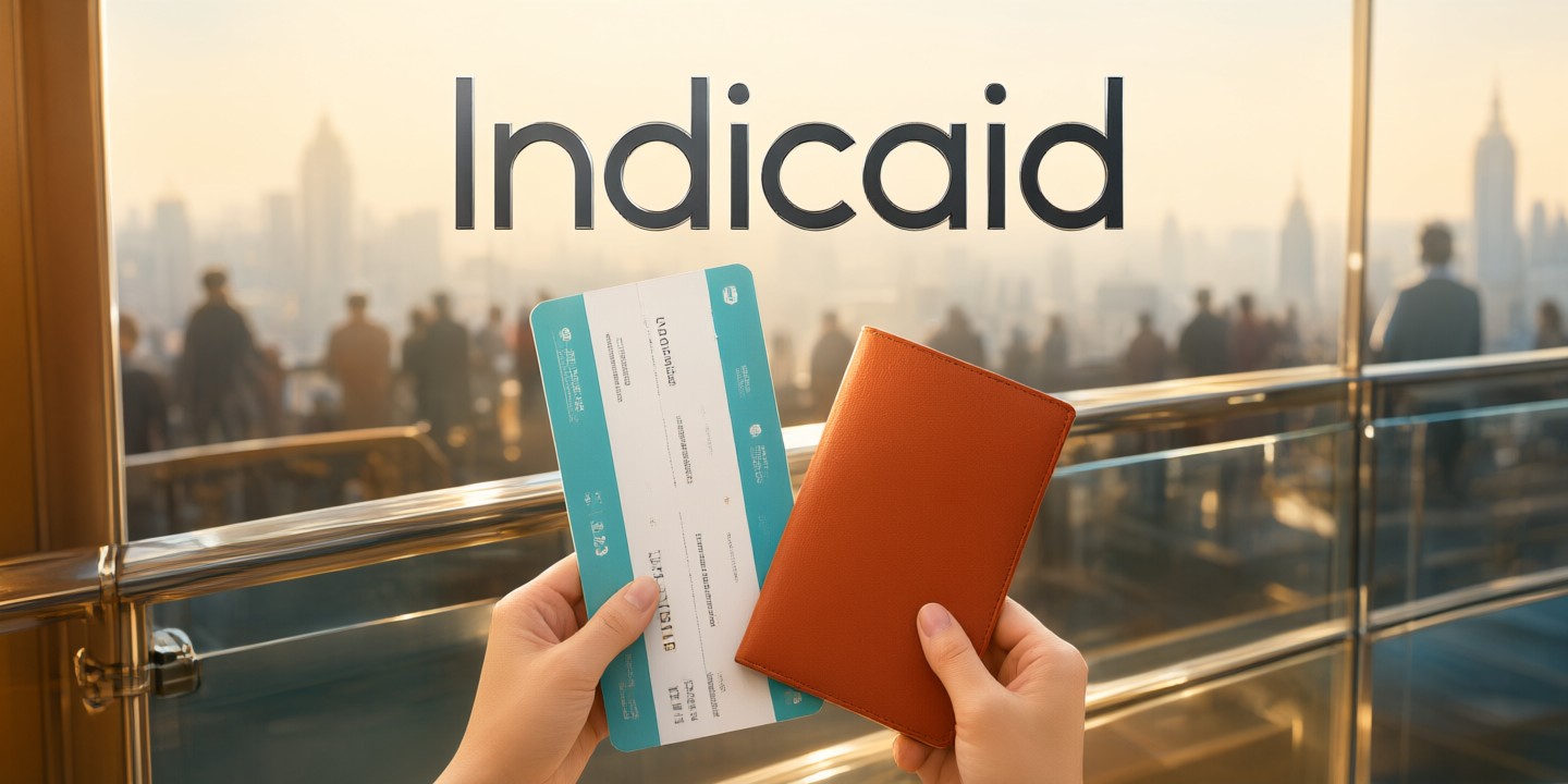 Indicaid HK Limited-Time Travel Deals Guide A traveler planning an itinerary with Indicaid HK limited-time offers visible on a tablet screen.