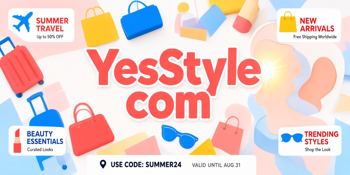 YesStyle Fashion Deals: Shop Trending Asian Styles A curated selection of trendy Korean skincare products and Japanese streetwear displayed in a bright, modern setting representing the YesSty
