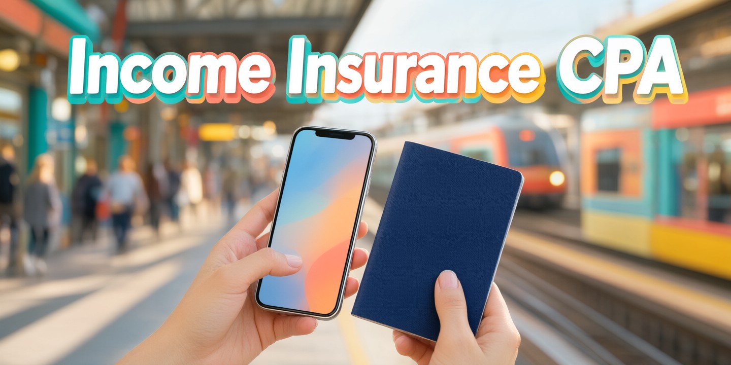 Income Insurance Limited Travel Coverage Deals A traveler checking a smartphone app showing Income Insurance Limited policy details in an airport lounge.
