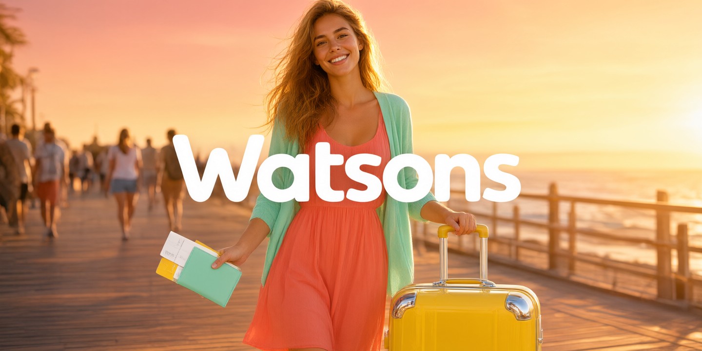 Watsons HK Shopping Guide and Exclusive Deals A curated display of skincare and health products inside a modern Watsons Hong Kong store.