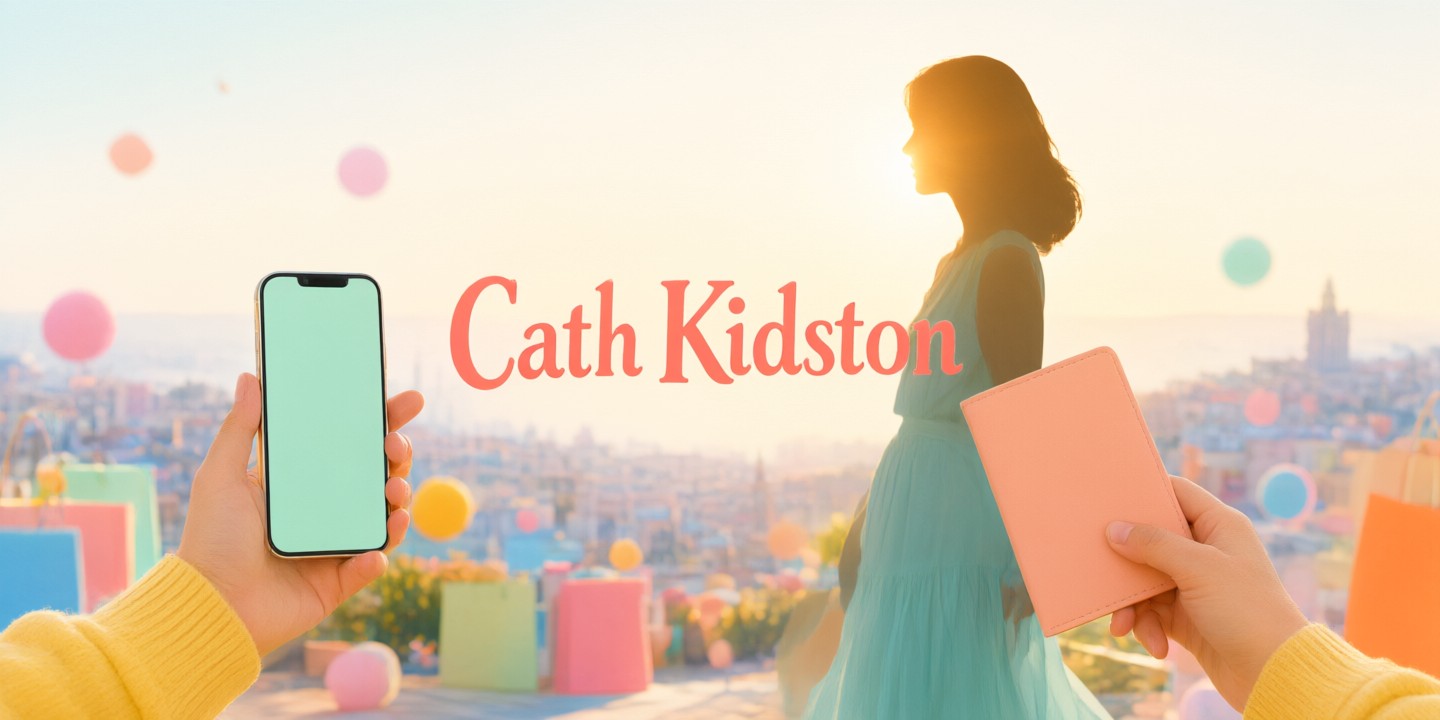 Cath Kidston Limited-Time Offer Guide A curated display of Cath Kidston floral tote bags and travel accessories arranged neatly on a wooden table.