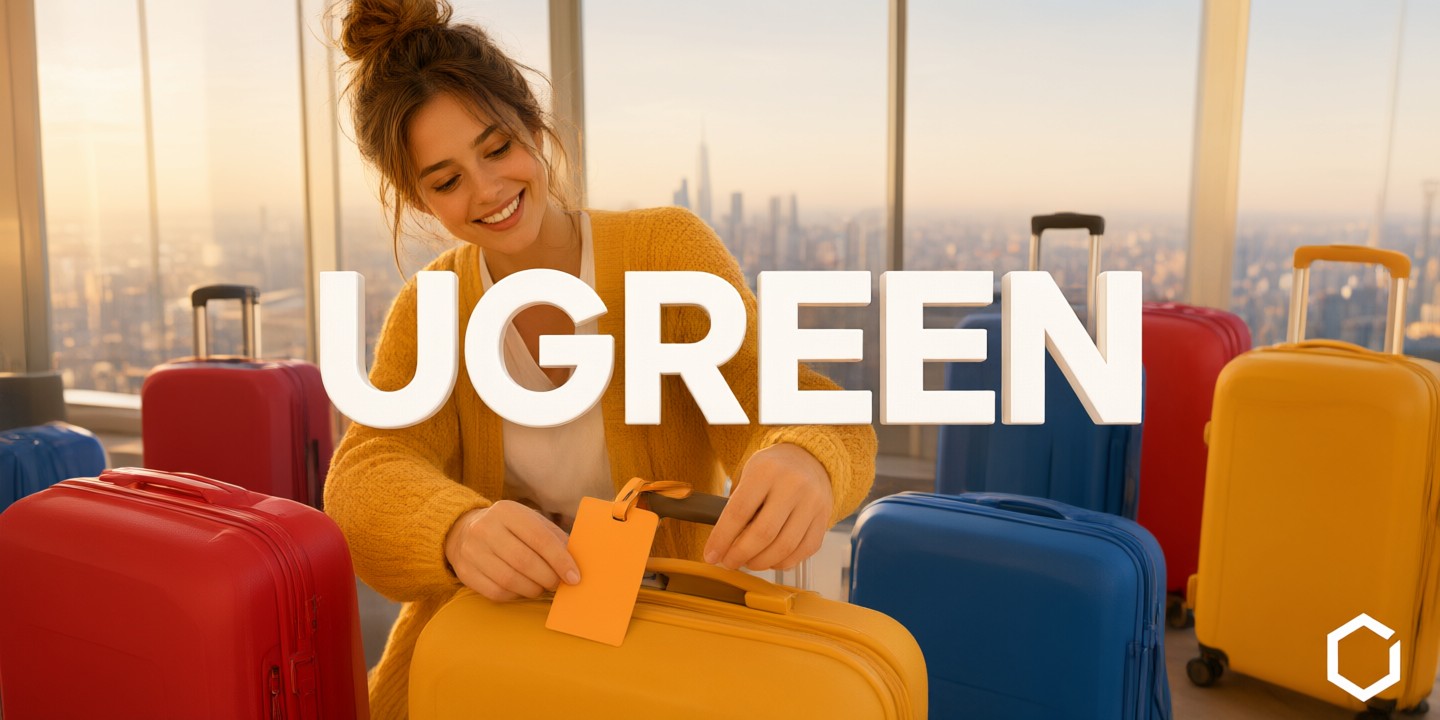 UGREEN Tech Essentials: Limited-Time Offers for Travelers A traveler organizing a desk setup with various UGREEN charging accessories and hubs.