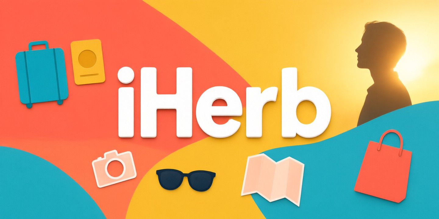 iHerb Natural Products Deals for Global Shoppers A curated selection of iHerb natural products including vitamins and skincare arranged neatly.