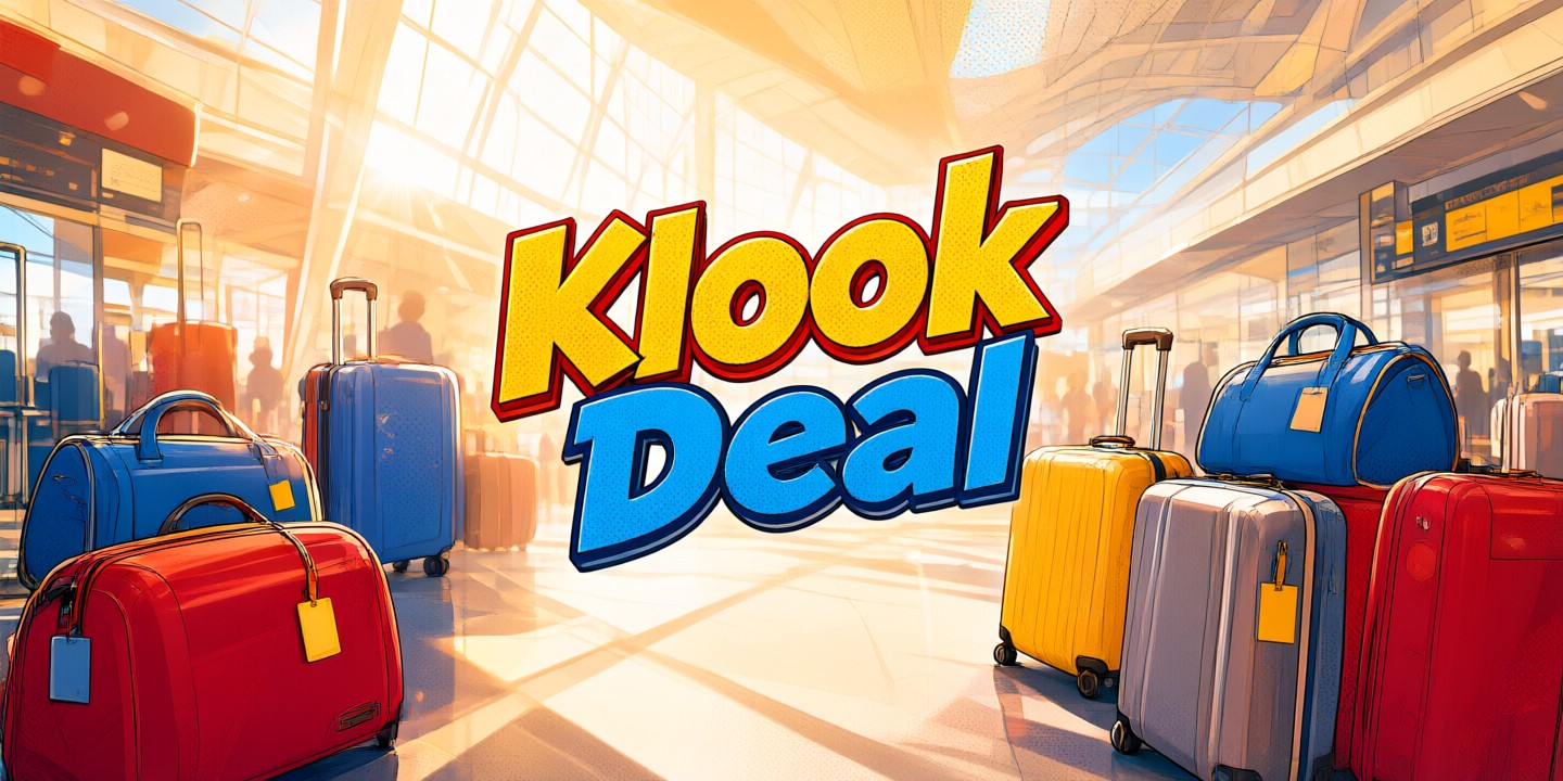 Klook Travel Deals: Top Experiences in Asia A traveler using a smartphone to browse the Klook app interface while standing in front of a scenic Asian landmark.