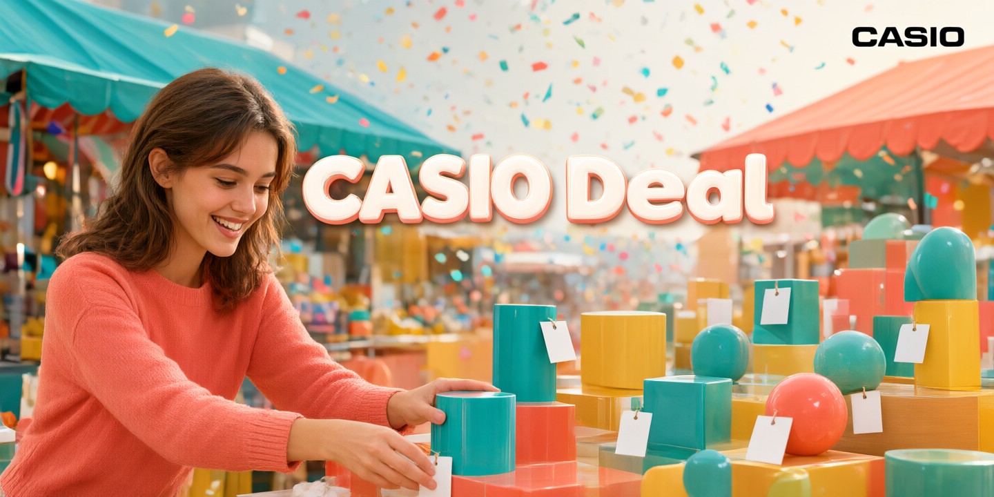 Limited-Time Casio Watch Offers: Global Shipping & Style A sleek Casio watch displayed alongside travel essentials like a passport and camera lens.