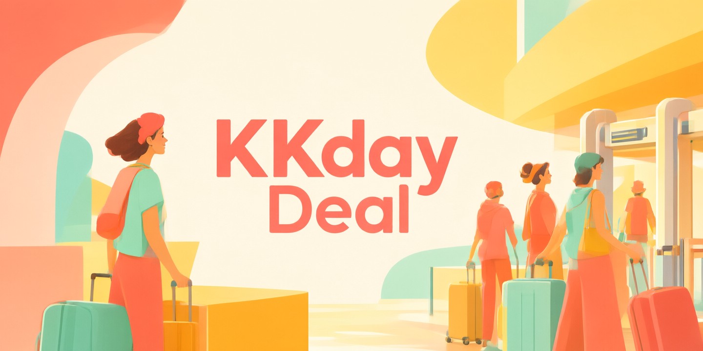 KKday Travel Deals: Japan, Korea & Southeast Asia A traveler planning an itinerary using the KKday platform on a tablet with scenic Asian destinations in the background.