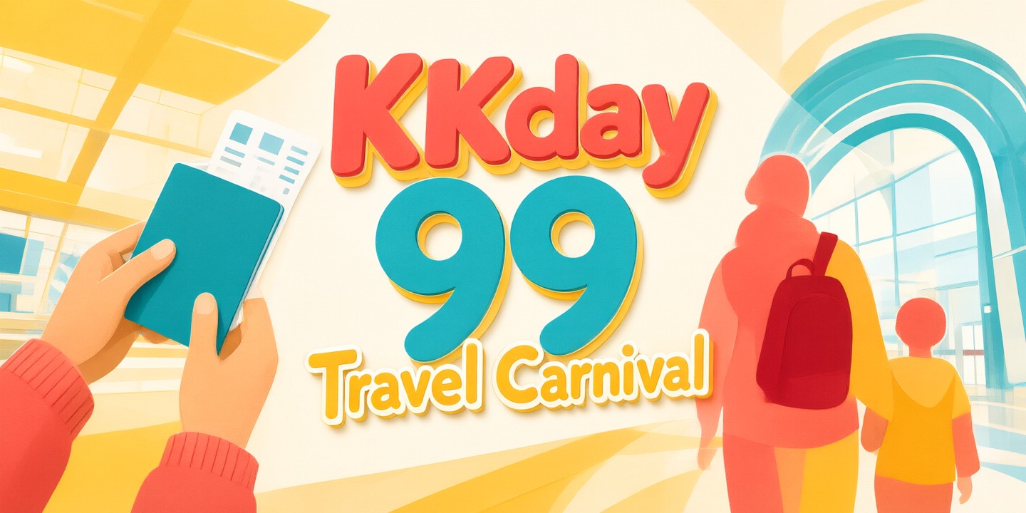 KKday Travel Deals: Explore Asia with Ease A traveler holding a smartphone displaying the KKday app interface while standing in front of a scenic Asian landmark.