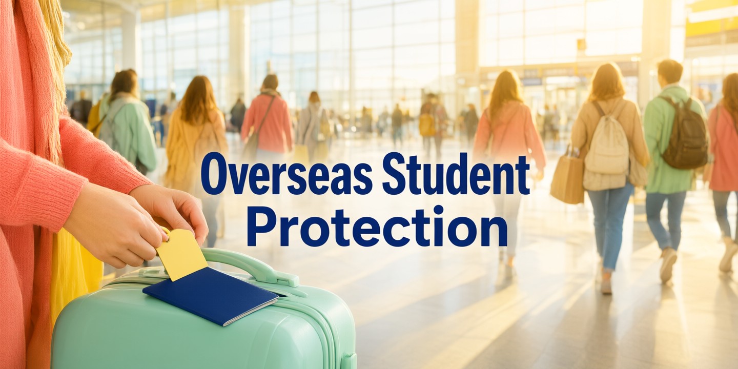 AXA Overseas Study Insurance Plan for Global Students Student holding a passport near an airport terminal representing AXA overseas study protection