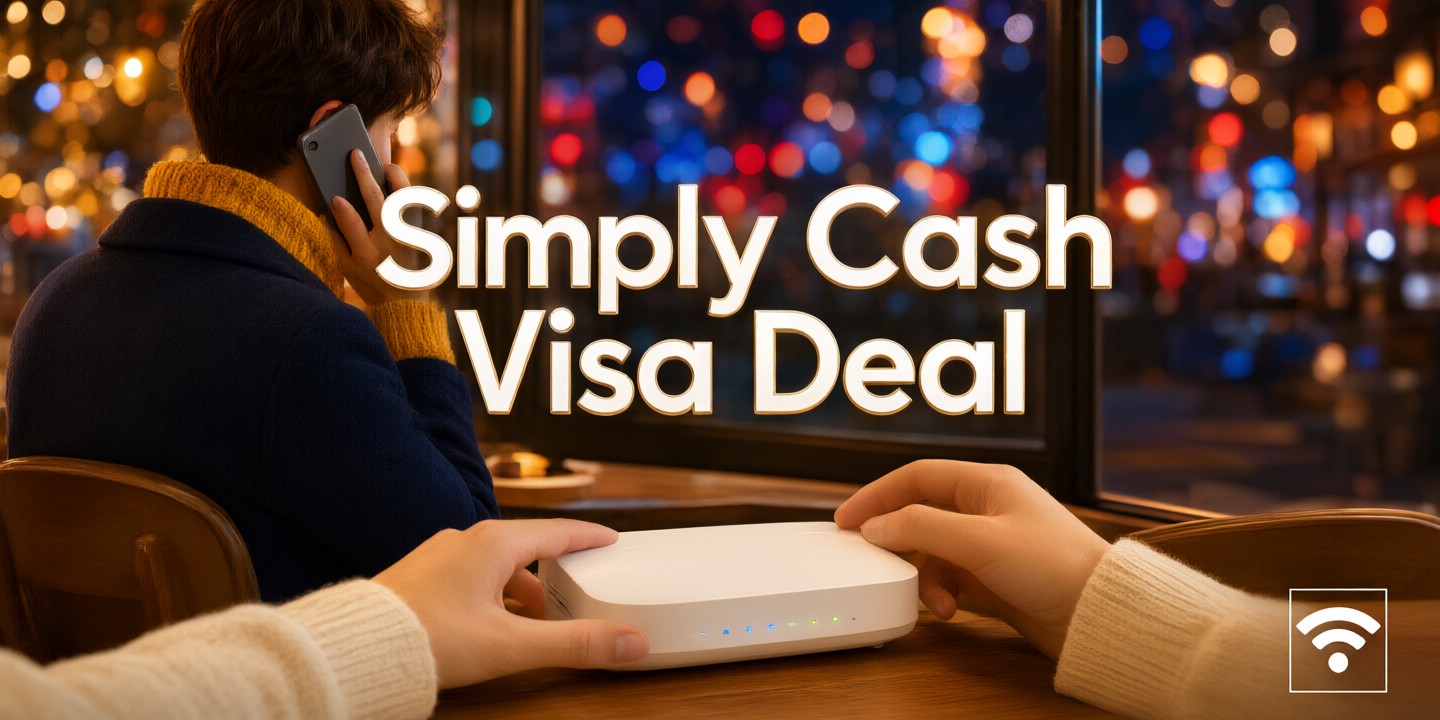 Simply Cash Visa Card Benefits for Global Travelers A traveler using a Simply Cash Visa card to pay for coffee in a bustling Asian city street.