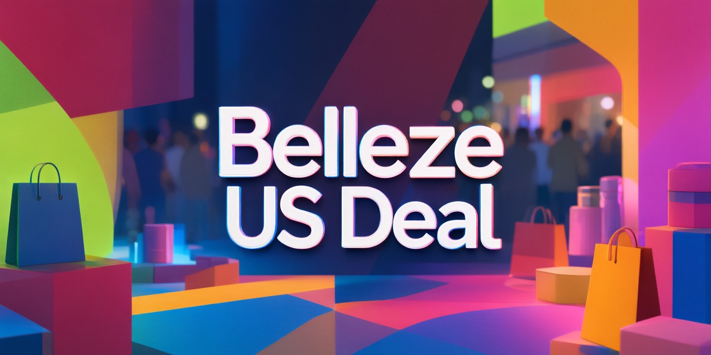 Belleze US Beauty Deals: Top Skincare & Makeup Finds A curated selection of Belleze US beauty products including serums, lipsticks, and brushes arranged on a clean white background.