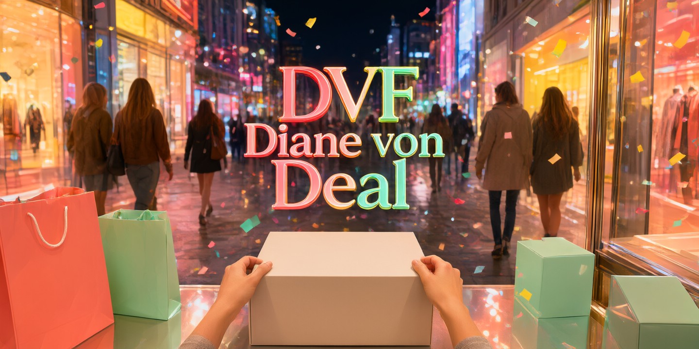 DVF (Diane Von Furstenberg) HK Limited-Time Fashion Offer A model wearing a signature DVF (Diane Von Furstenberg) print dress in an urban setting.