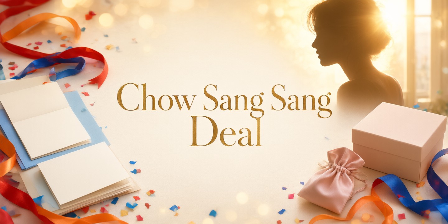 Chow Sang Sang Jewelry Offers for Travelers A close-up of a delicate gold necklace displayed on velvet with the Chow Sang Sang logo subtly visible in the background.