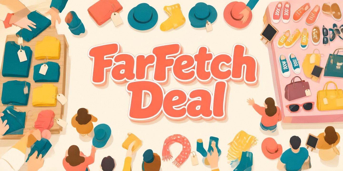 FarFetch Limited-Time Luxury Shopping Offer A stylish flat lay showcasing premium handbags and accessories from the FarFetch collection against a neutral background.