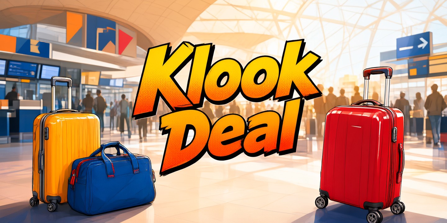 Klook Travel Deals: Top Attractions in Asia A traveler booking activities on the Klook app while standing in front of a scenic Asian landmark.