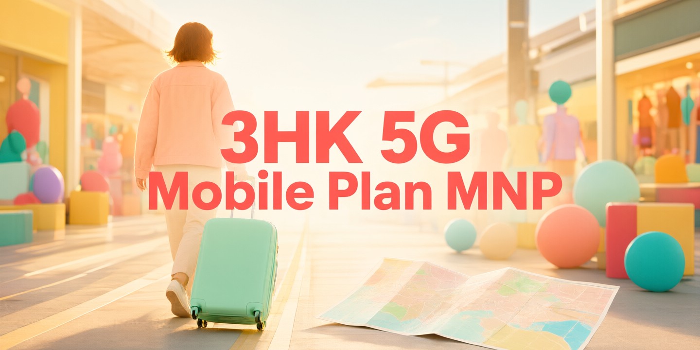 3 Hong Kong Mobile Plan Deals for Global Travelers Traveler holding a smartphone displaying the 3 Hong Kong network interface while standing at an international airport terminal.